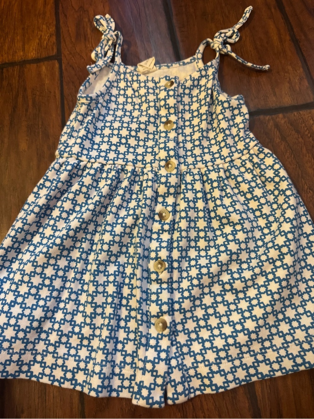 Girls Blue and White Button-Front Kate Quinn Sundress